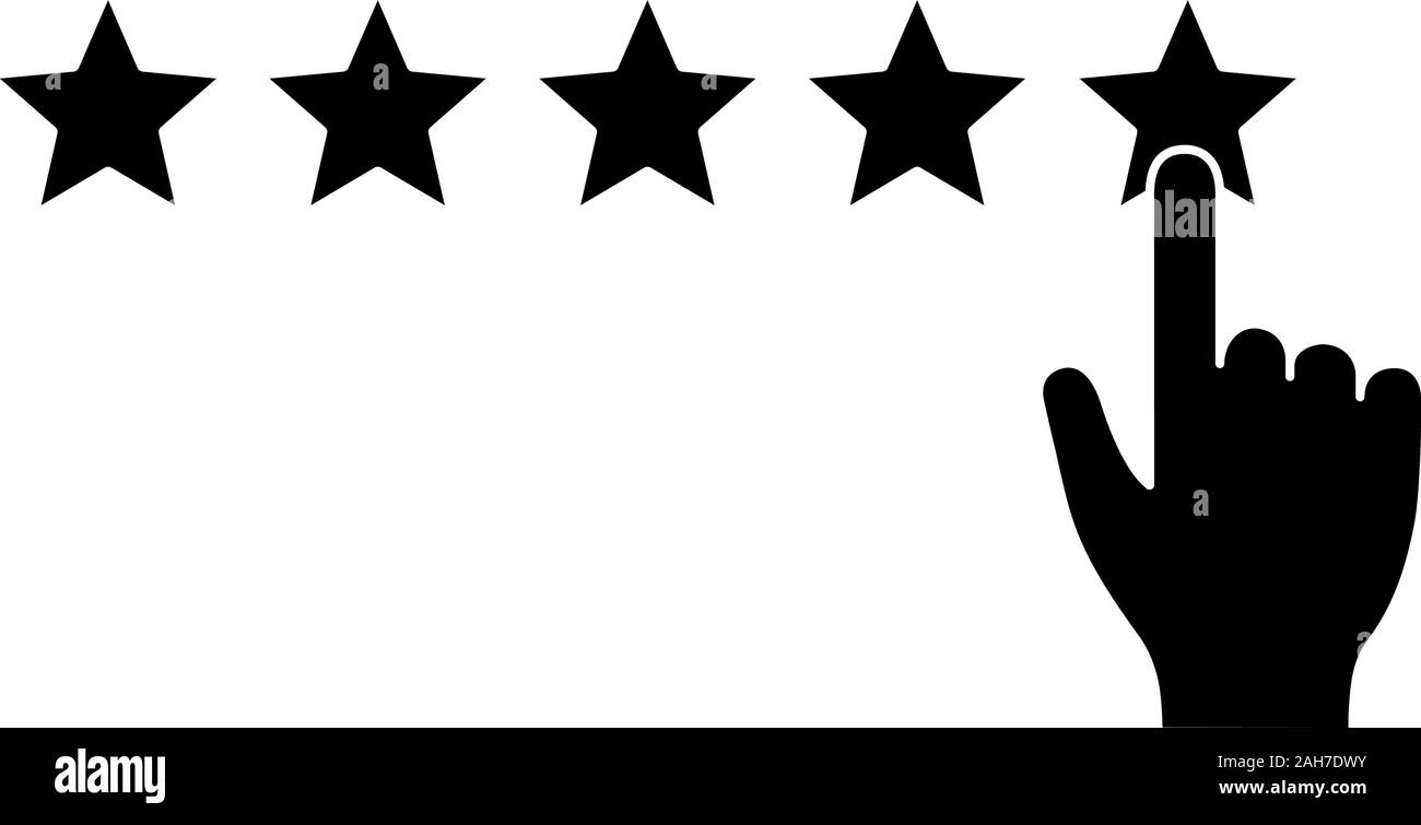 High rating glyph icon. Customer positive feedback and reviews. Ranking ...