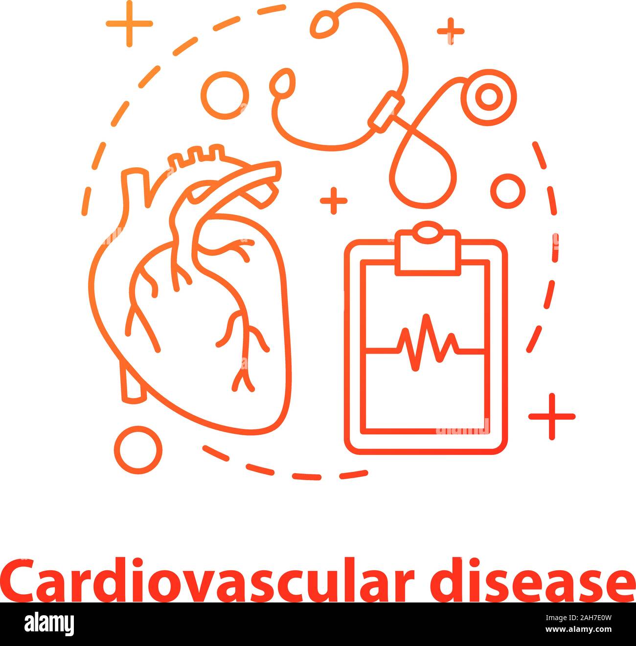 Cardiovascular disease concept icon. Cardiology idea thin line illustration. Healthcare. Vector isolated outline drawing Stock Vector
