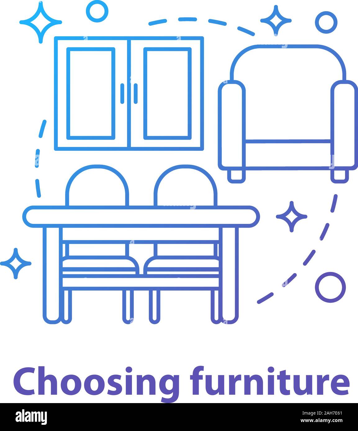 Choosing furniture concept icon. Interior design idea thin line