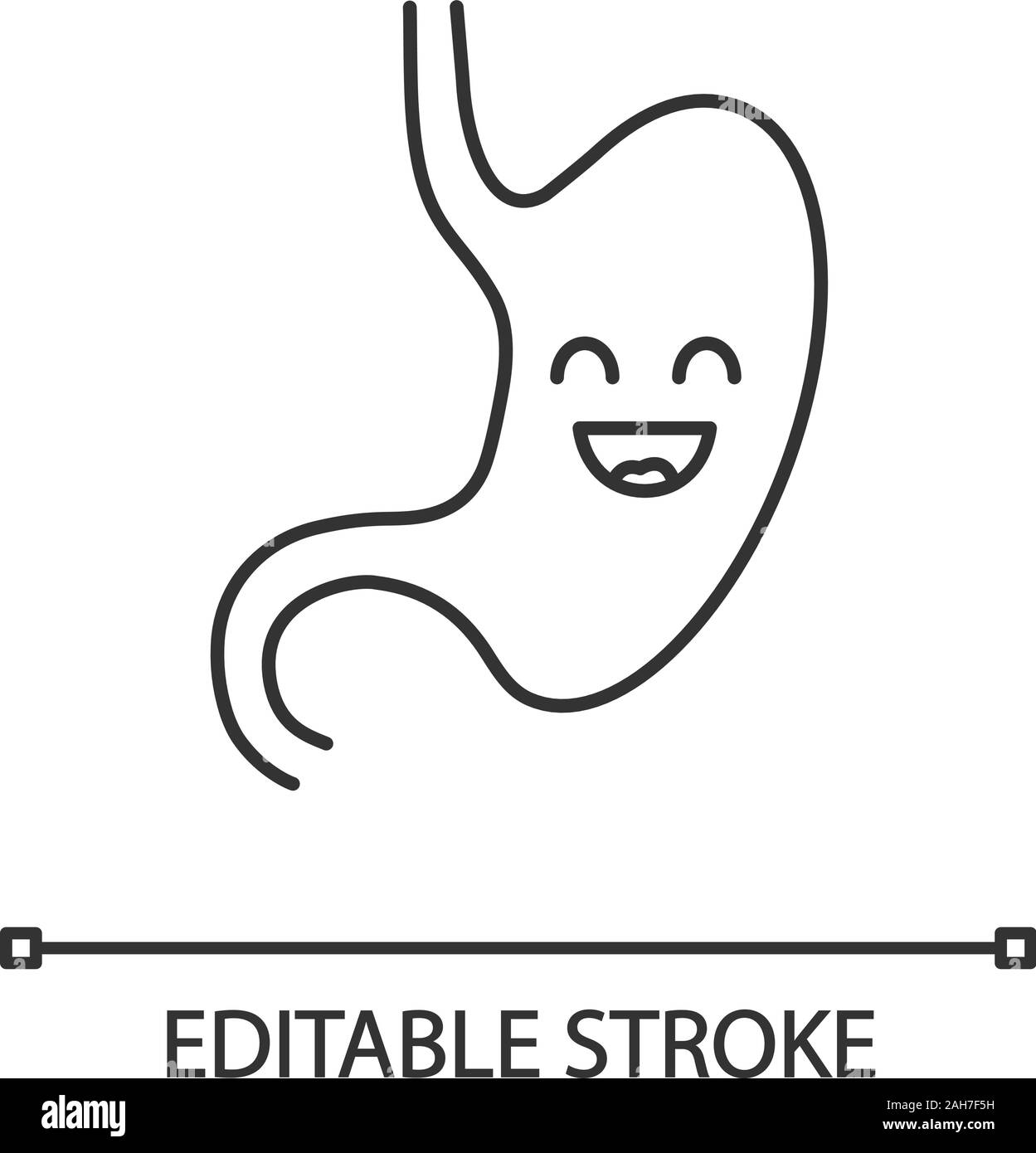Smiling stomach linear icon. Healthy digestive system. Thin line ...