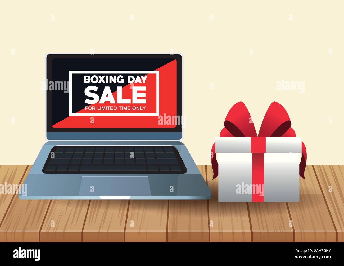 Boxing Day Sale Poster With Laptop And Gift Stock Vector Image Art Alamy