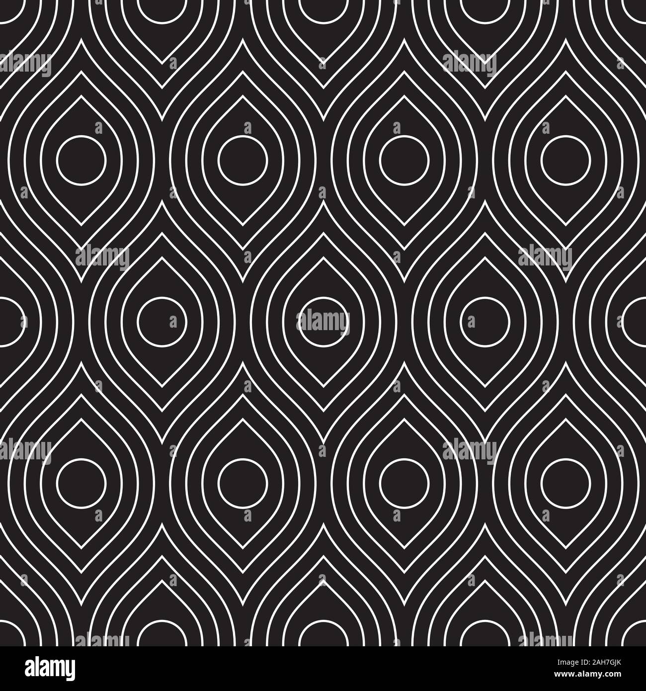 Line art arabic seamless pattern. Black and white vector tileable ...