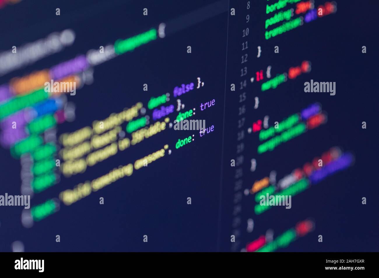 Developer screen with colored website programming code, php Stock Photo ...