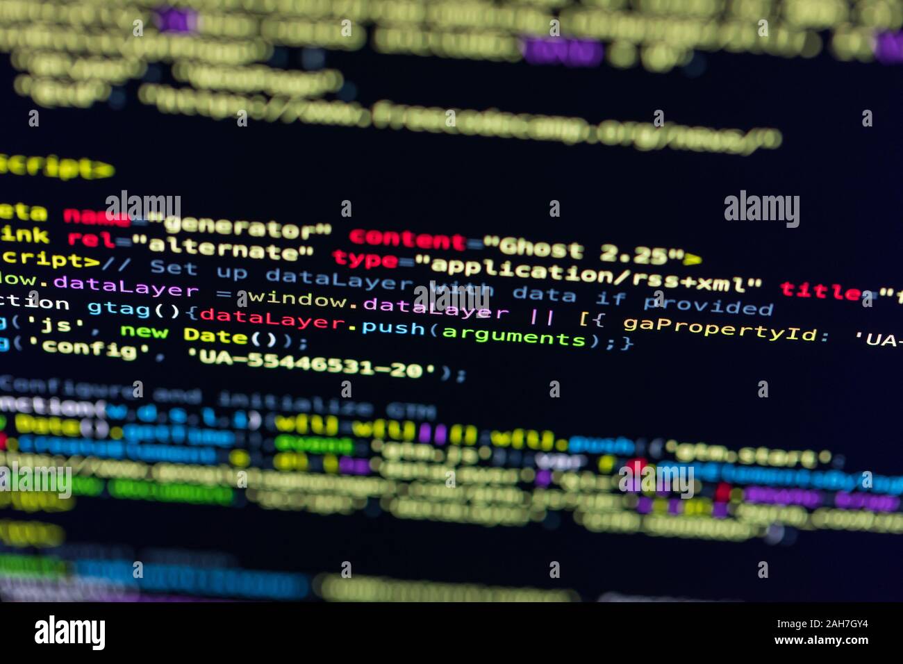 Developer screen with colored website programming code, php Stock Photo ...