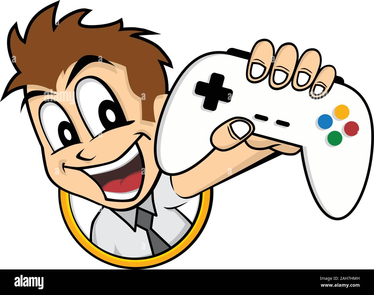 Man playing online games with a joystick PNG, SVG