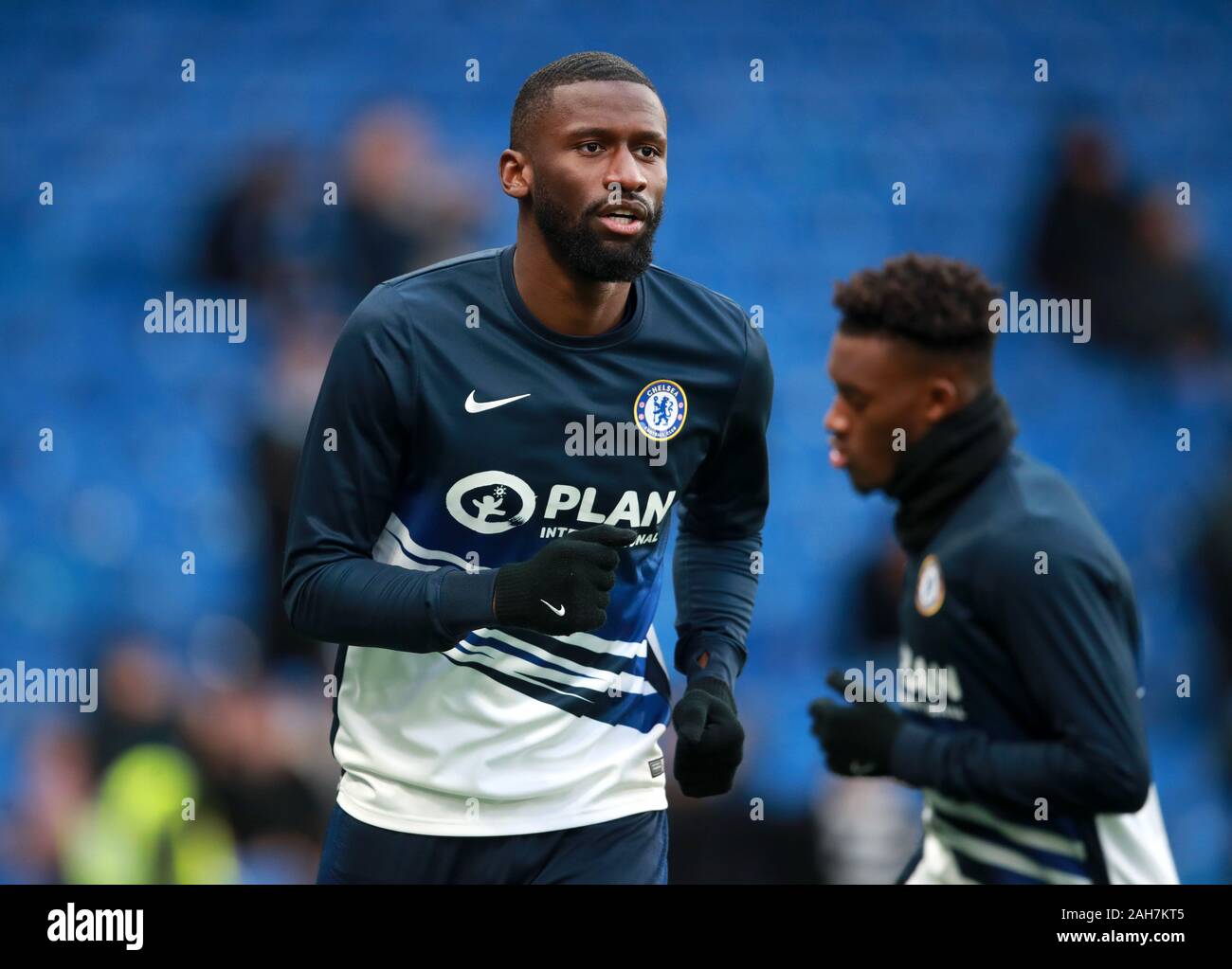 Chelsea's Antonio Rudiger warms up prior to the Premier League match at ...