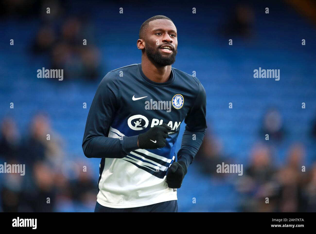 Chelsea's Antonio Rudiger warms up prior to the Premier League match at ...