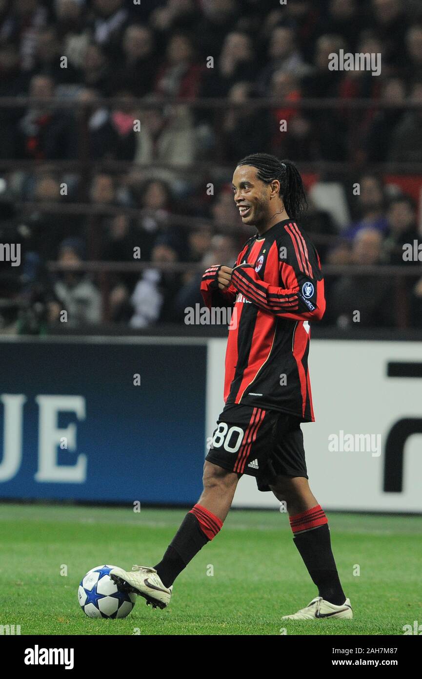 Milan, Italy , 03 NOVEMBER 2010, 'San Siro' Stadium,  UEFA Champions League 2010/2011, AC Milan - Real Madrid CF: Ronaldinho  in action Stock Photo