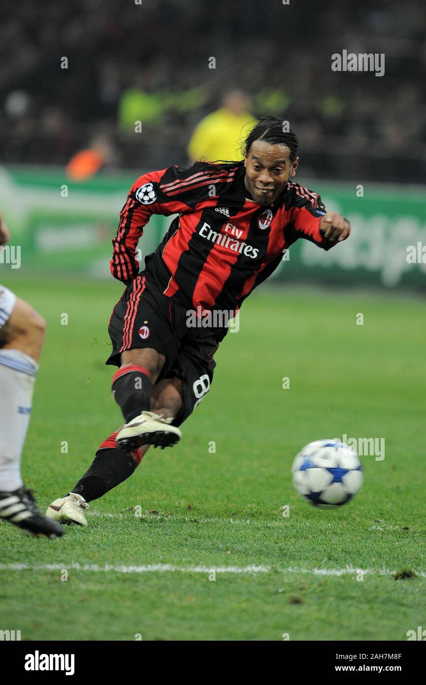 Milan, Italy , 03 NOVEMBER 2010, 'San Siro' Stadium,  UEFA Champions League 2010/2011, AC Milan - Real Madrid CF: Ronaldinho  in action Stock Photo