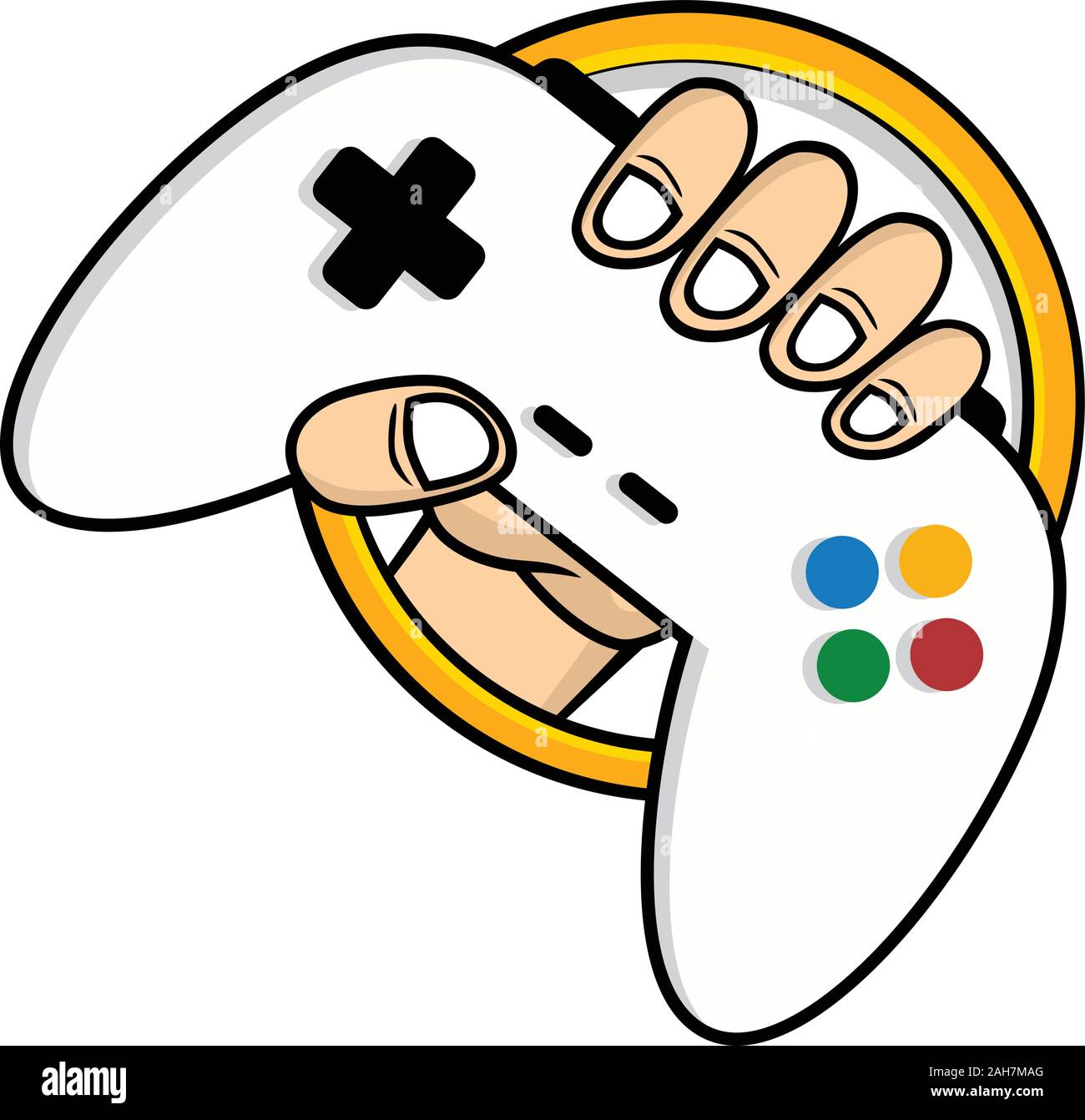 man holding game console joystick controller logo brand vector Stock Vector  Image & Art - Alamy