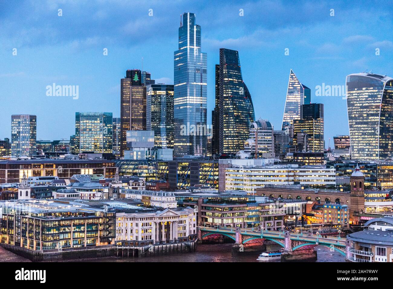 City of London Financial District at Dusk. London Square Mile. Stock Photo