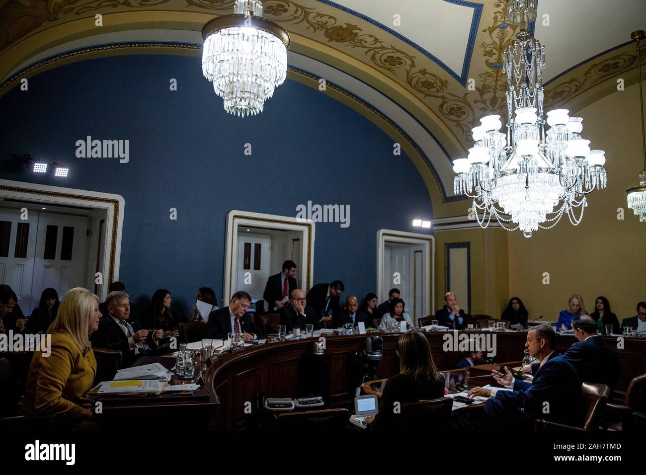 Testimony during the United States House Committee on Rules hearing to consider H. Res. 755 'Impeaching Donald John Trump, President of the United States, for high crimes and misdemeanors' in Washington, DC on Tuesday, December 17, 2019.Credit: Anna Moneymaker / Pool via CNP | usage worldwide Stock Photo