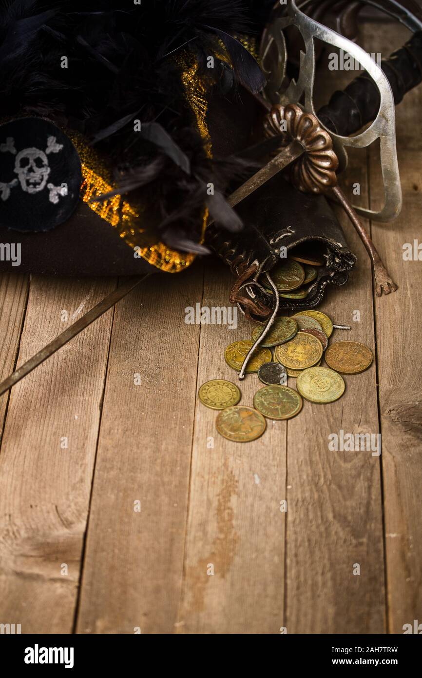 pirate money purse Stock Photo