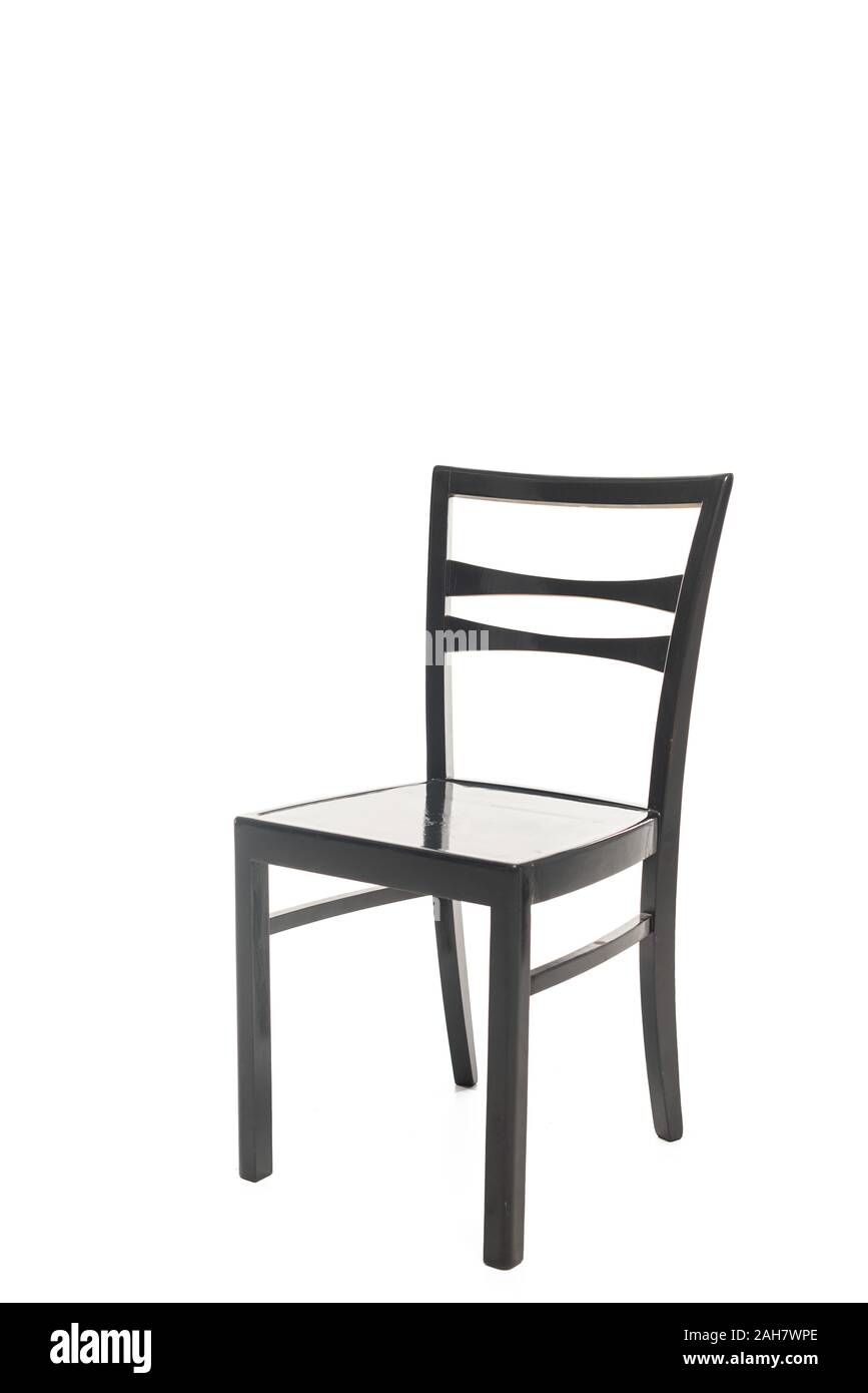 Modern black wooden chair isolated on white Stock Photo - Alamy