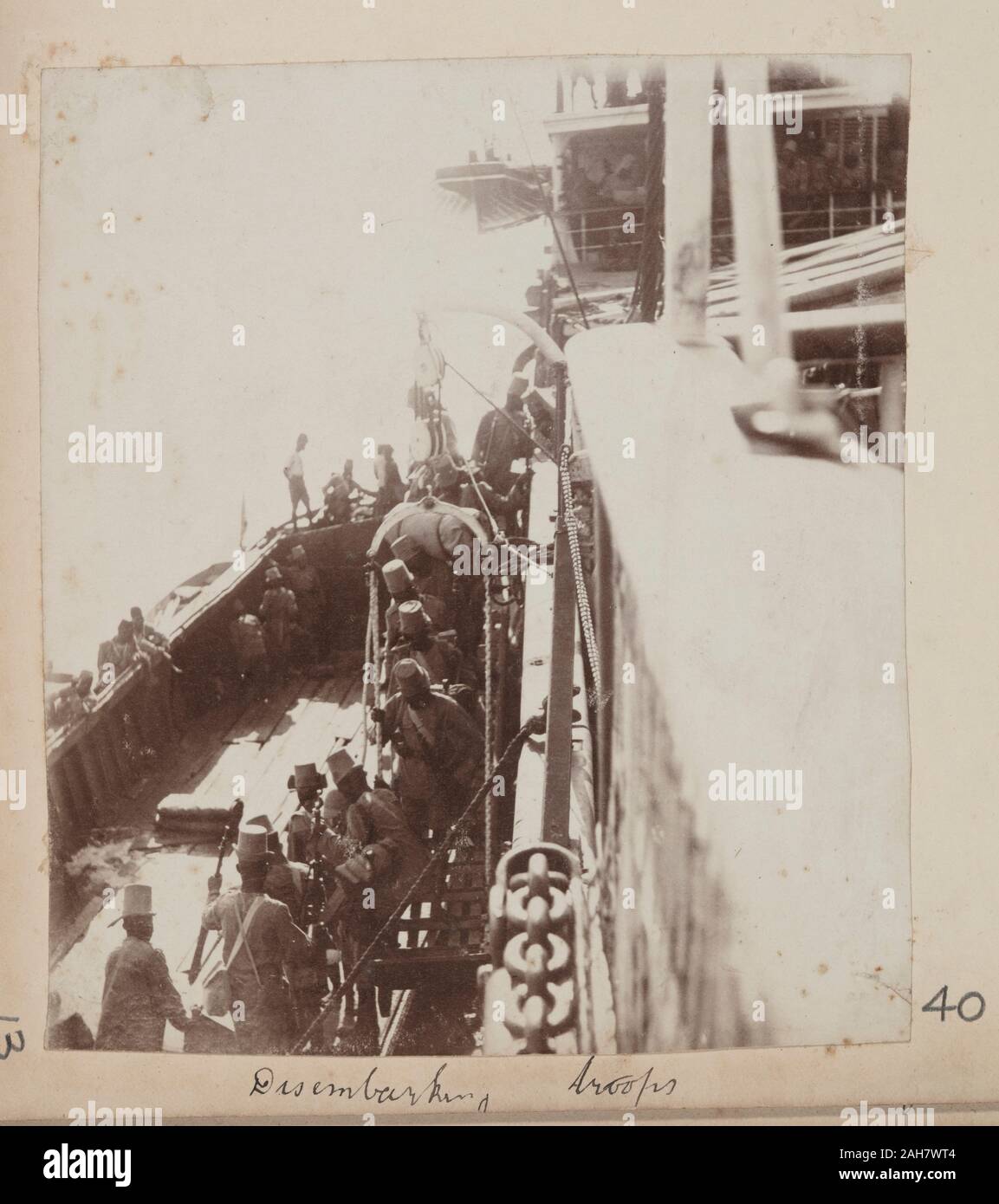 SomaliaJubaland, Troops on deck of ship photographed from above ...