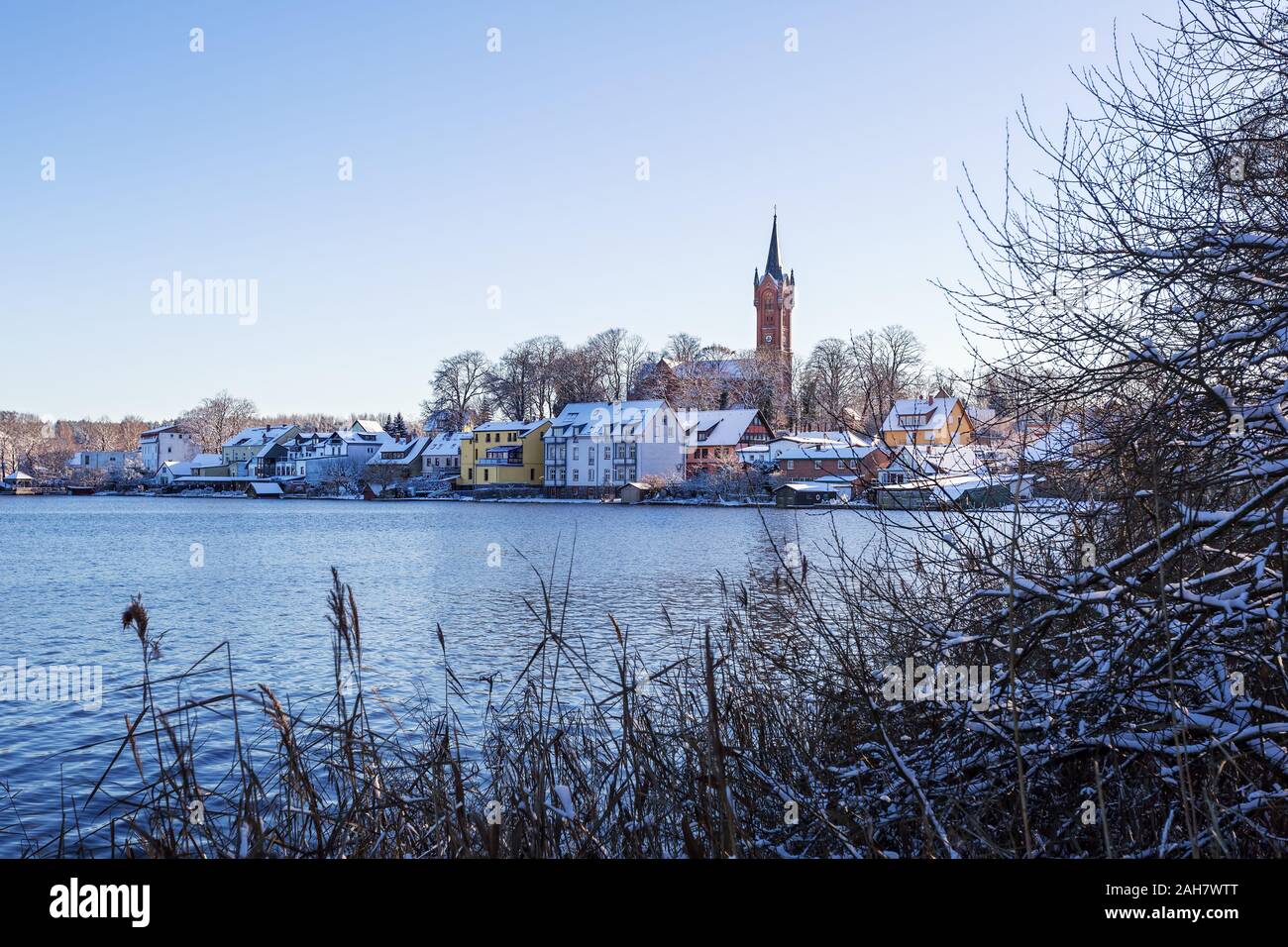 Winter mood over the lake Haussee Stock Photo