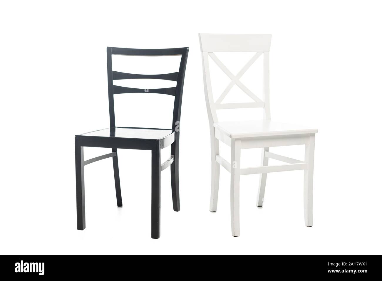 Black and white wooden chairs isolated on white Stock Photo - Alamy