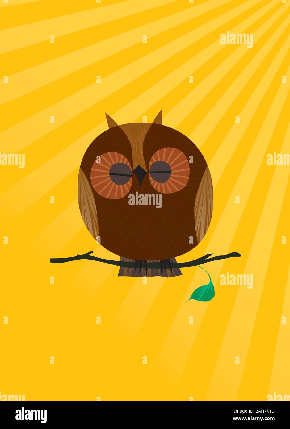 Owl sleeping in sunshine Stock Vector