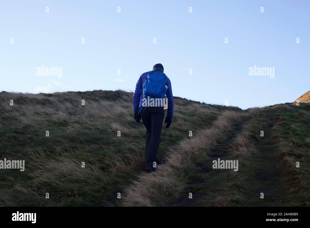 Man Walking on the Pentland Hills in Scotland. Pako Mera Stock Photo