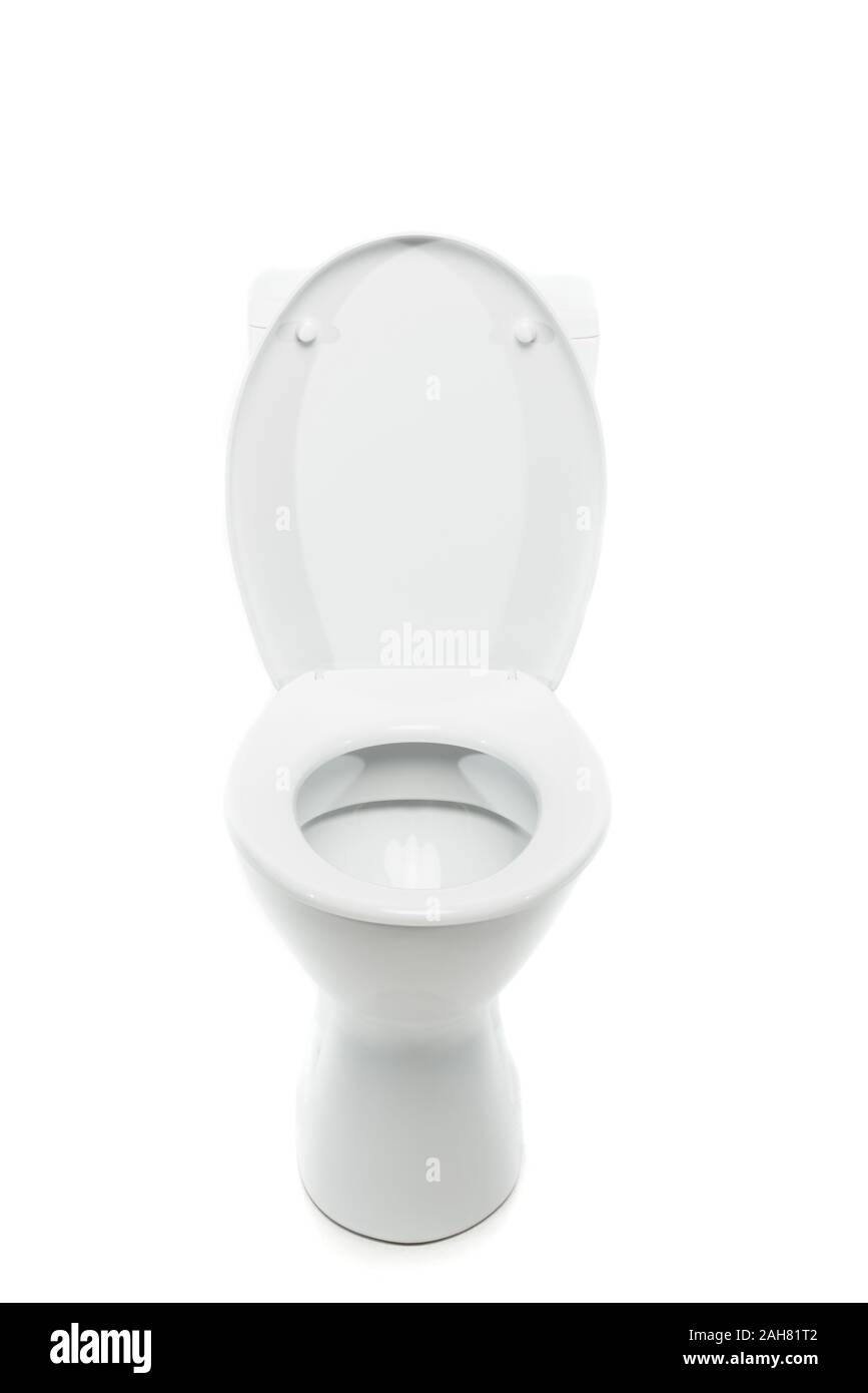ceramic clean toilet bowl isolated on white Stock Photo - Alamy
