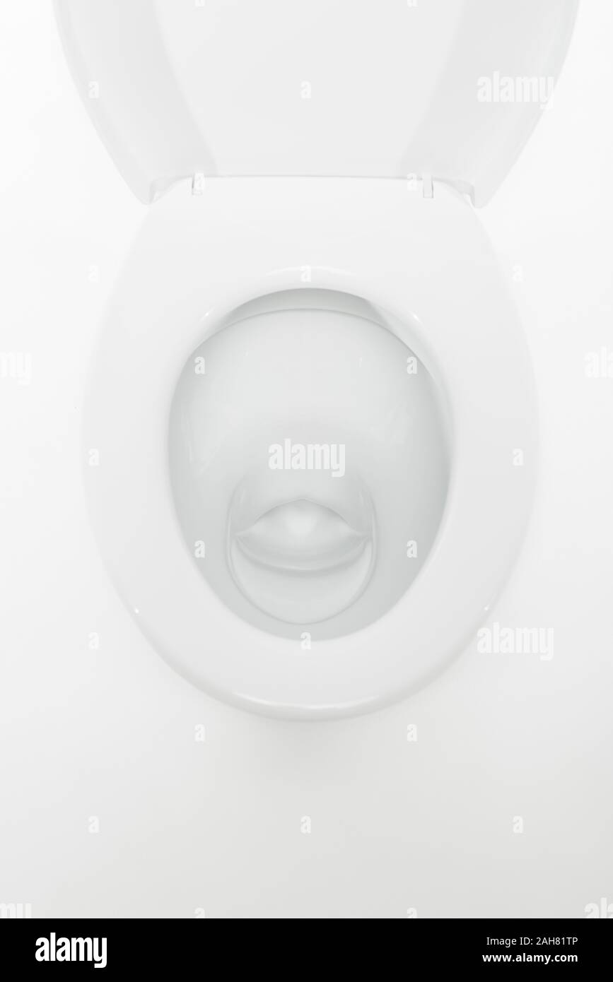 top view of modern ceramic clean toilet bowl isolated on white Stock ...