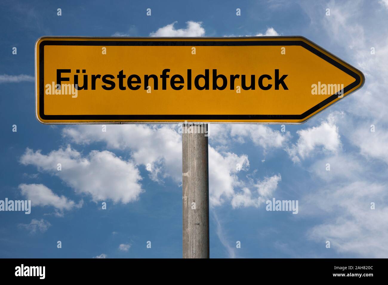 Detail photo of a signpost with the inscription Fürstenfeldbruck, Bavaria, Germany, Europe Stock Photo