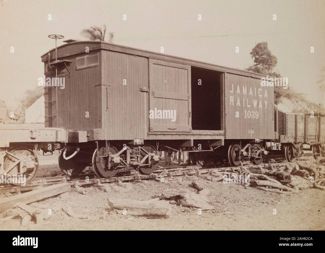 Jamaica, A railway box wagon inscribed 'Jamaica Railway 1039', sits on