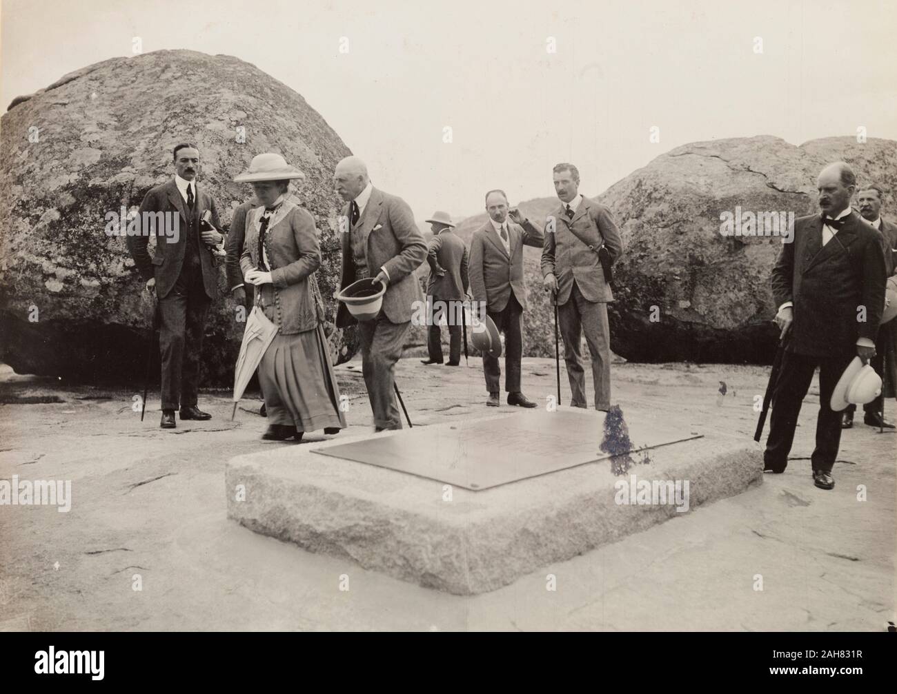 ZimbabweSouthern Rhodesia, The Duke and Duchess of Connaught visit the grave of Cecil Rhodes, located in the Matopos Hills, 1910. 1995/076/1/4/1/81. Stock Photo