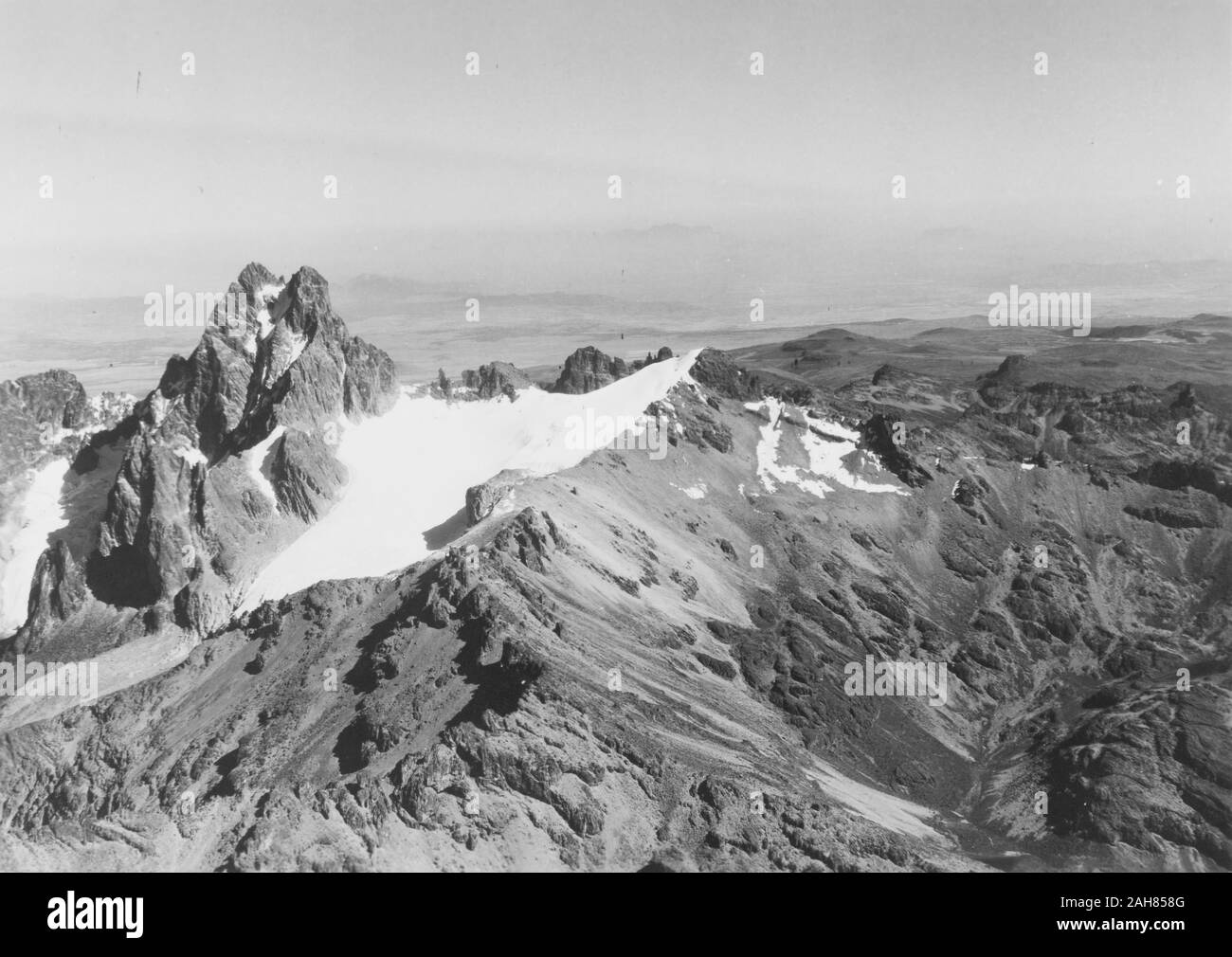 Kenya, An aerial view of Batian Peak, the highest peak of Mount Kenya