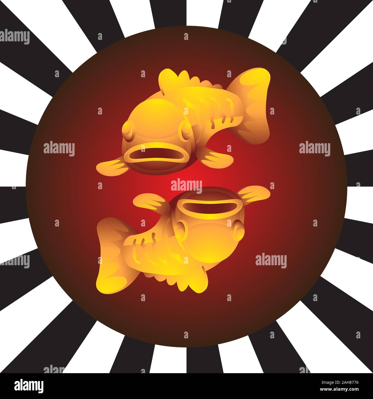 Pisces zodiac sign on isolated background. Vector image. Stock Vector