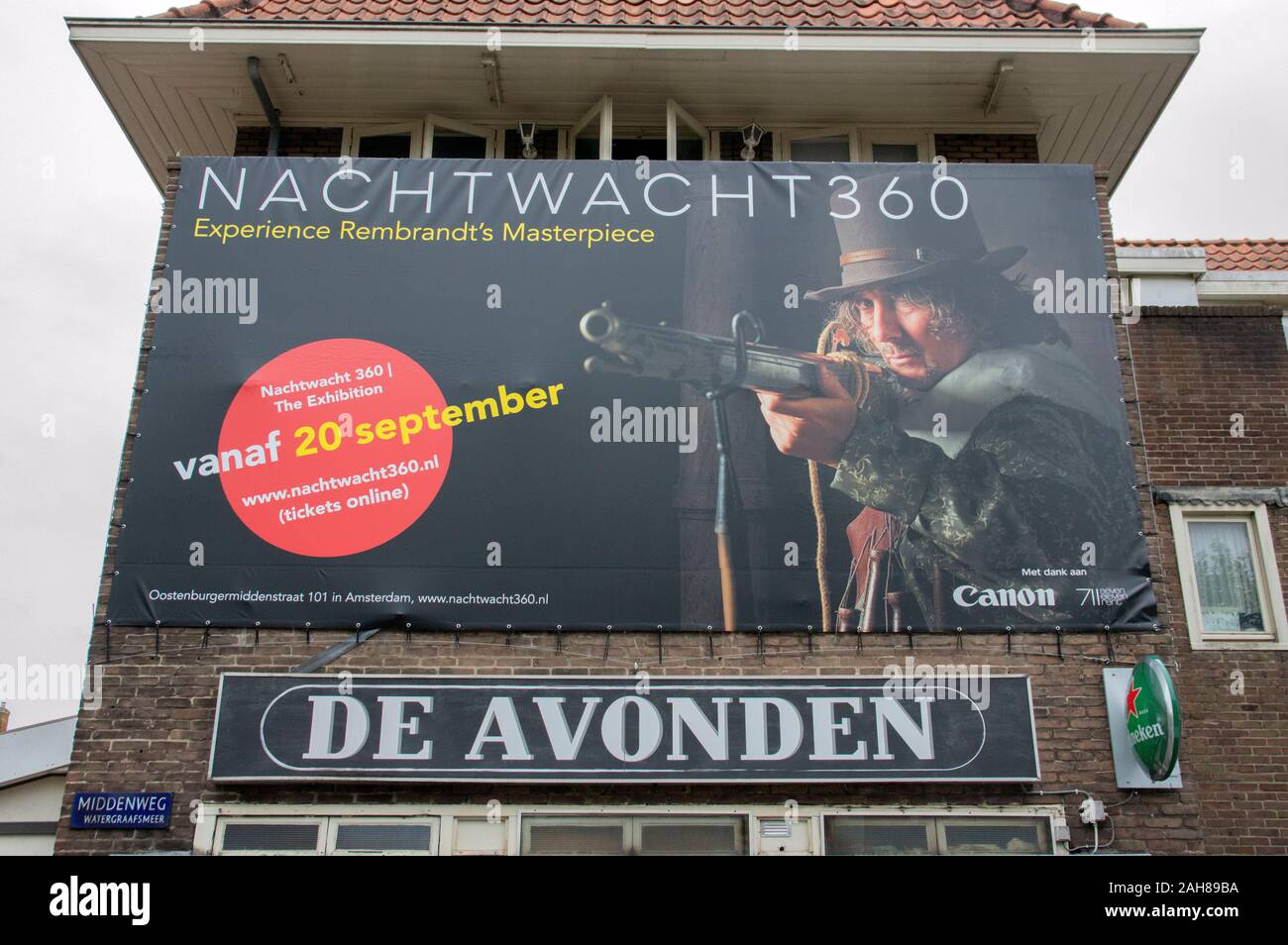 Billboard Cafe De Avonden Nachtwacht 360 At Amsterdam Betondorp The Netherlands 2019 Stock Photo