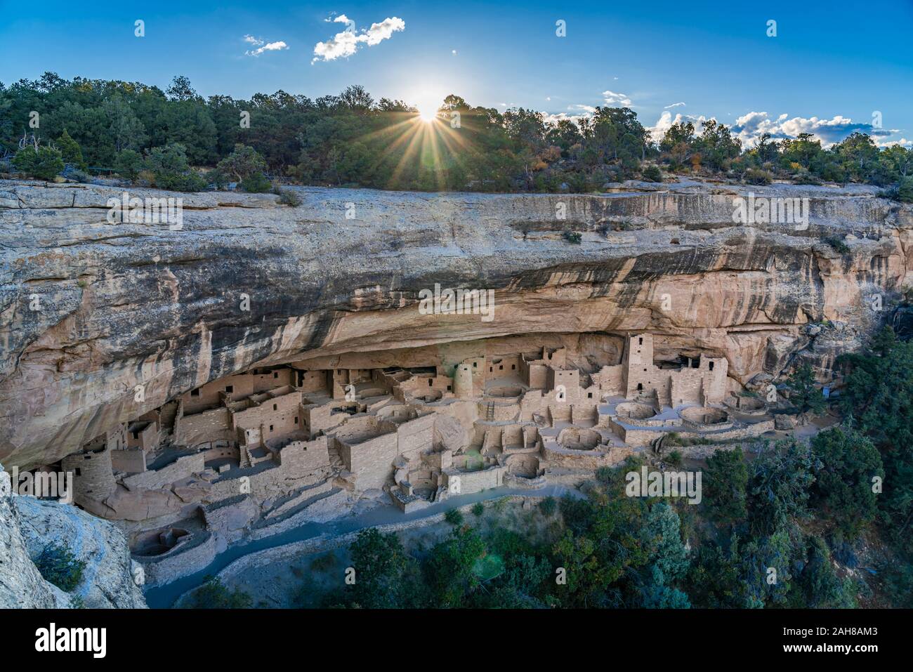 Cliff Palace at sunrise in Mesa Verde National Park, Colorado Stock ...