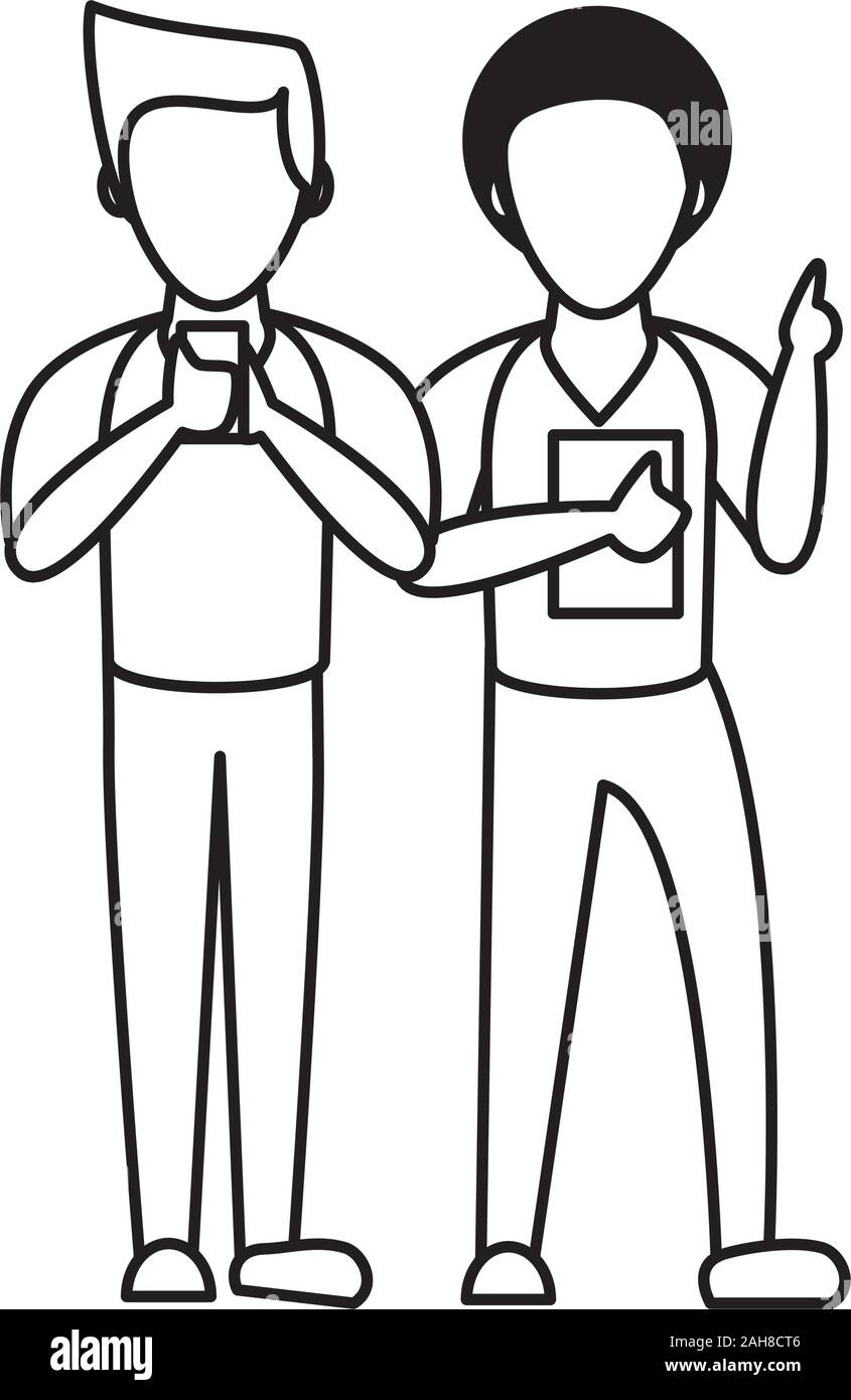 young men using smartphone avatars characters Stock Vector Image & Art ...