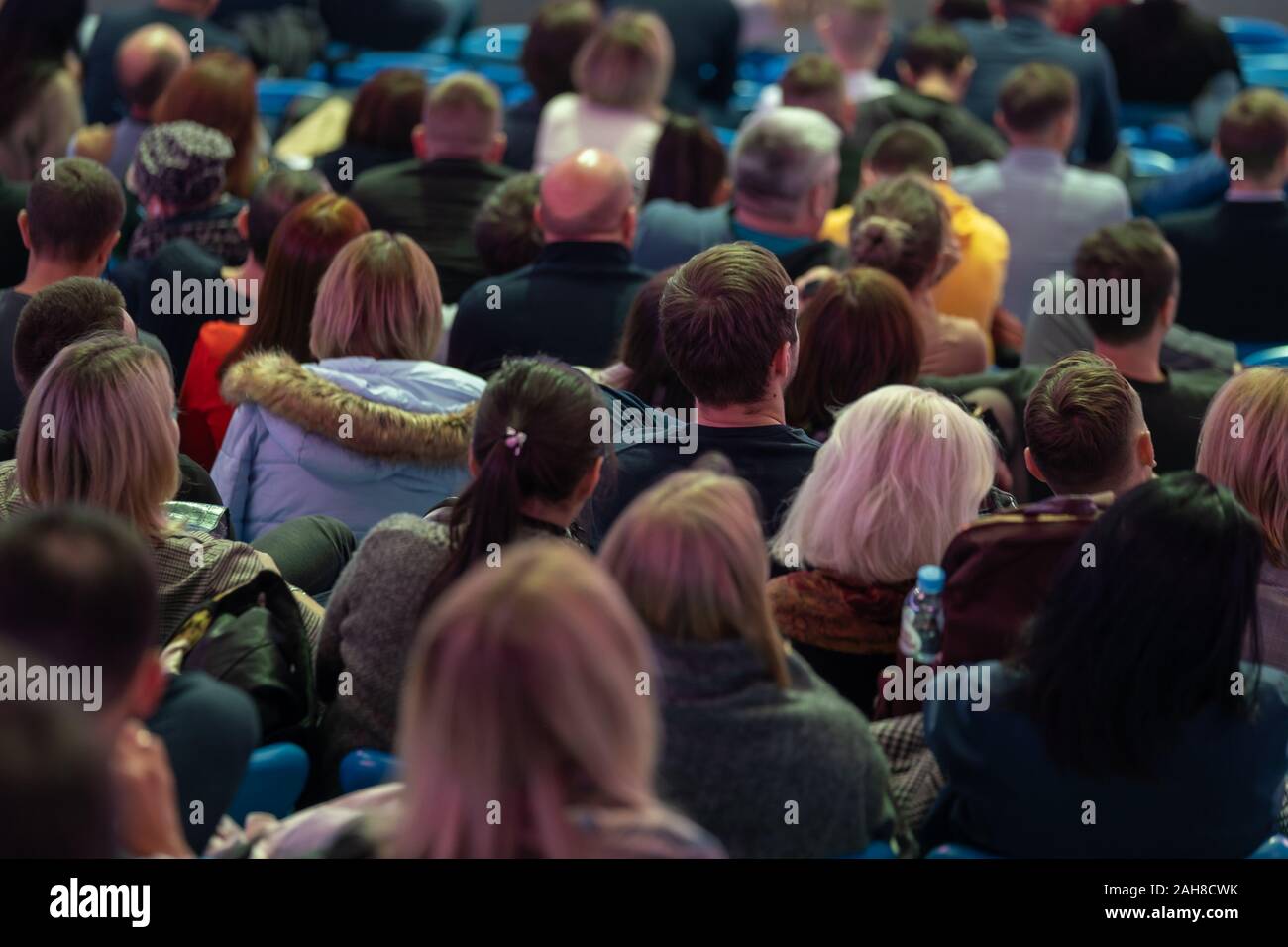 Business conference attendees sit listen hi-res stock photography and ...