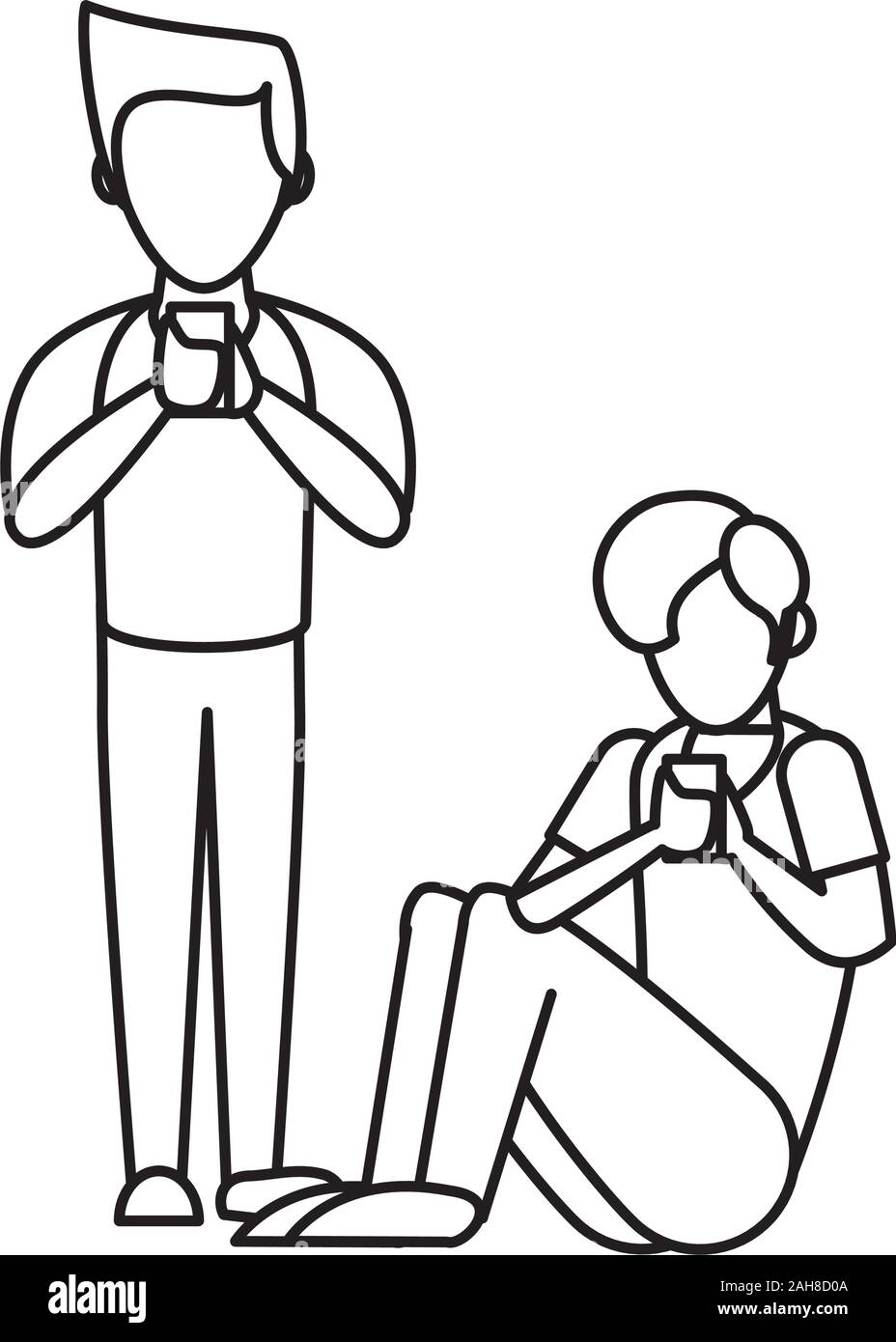 young men using smartphone avatars characters Stock Vector Image & Art ...