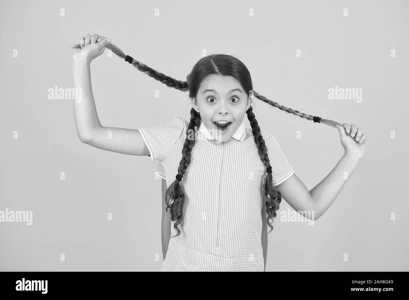 Hairdresser Salon Cute Schoolgirls Girls With Braided Hair Style