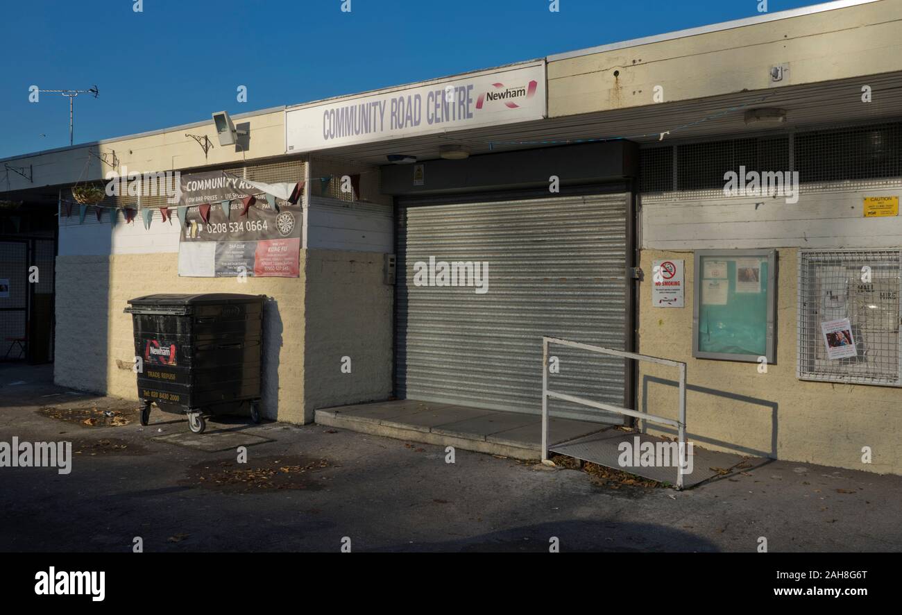 Rundown community centre in Canning Town,London,England,UK Stock Photo