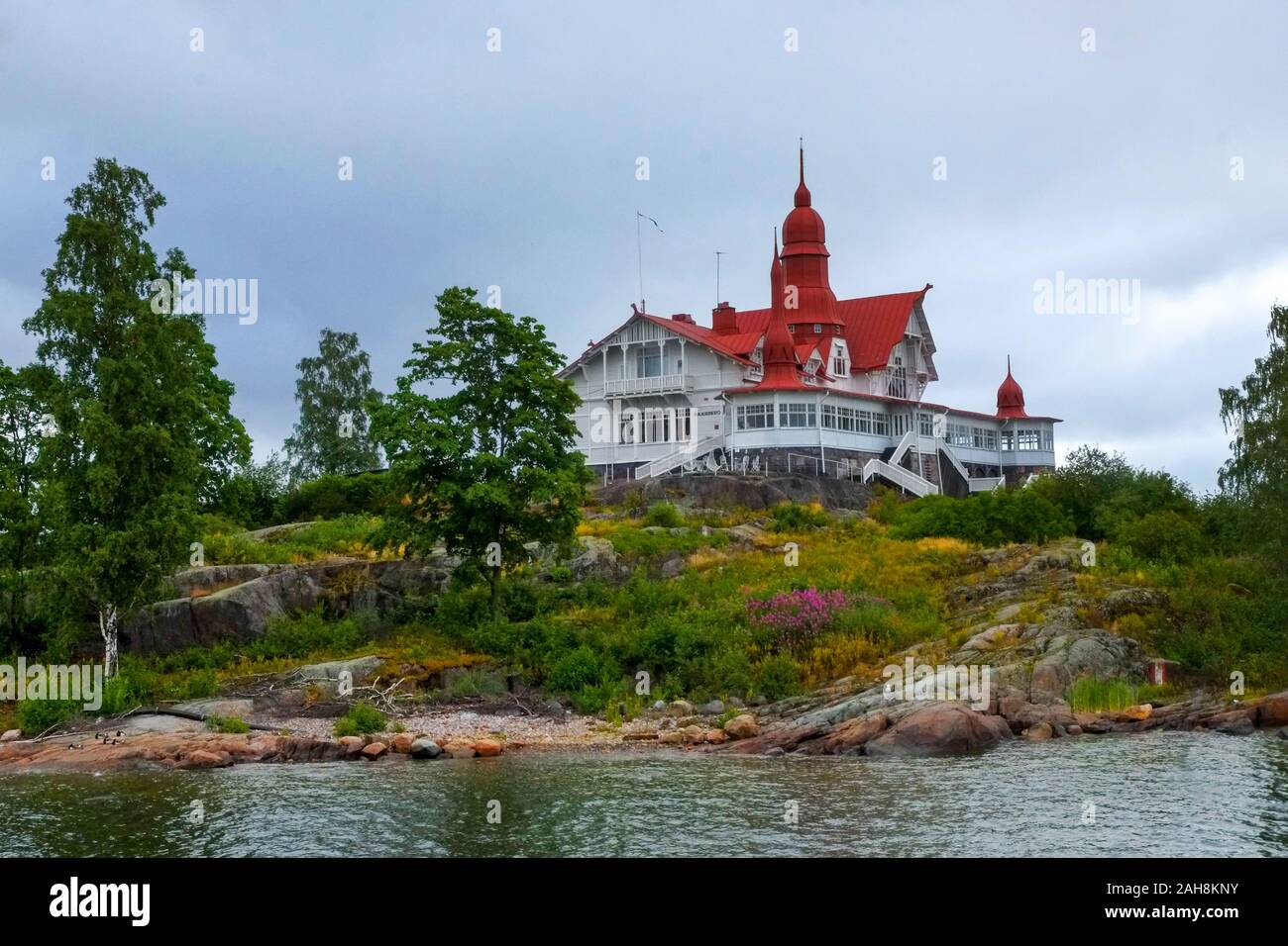 House on island in Helsinki harbor, Helsinki, Finland Stock Photo Alamy