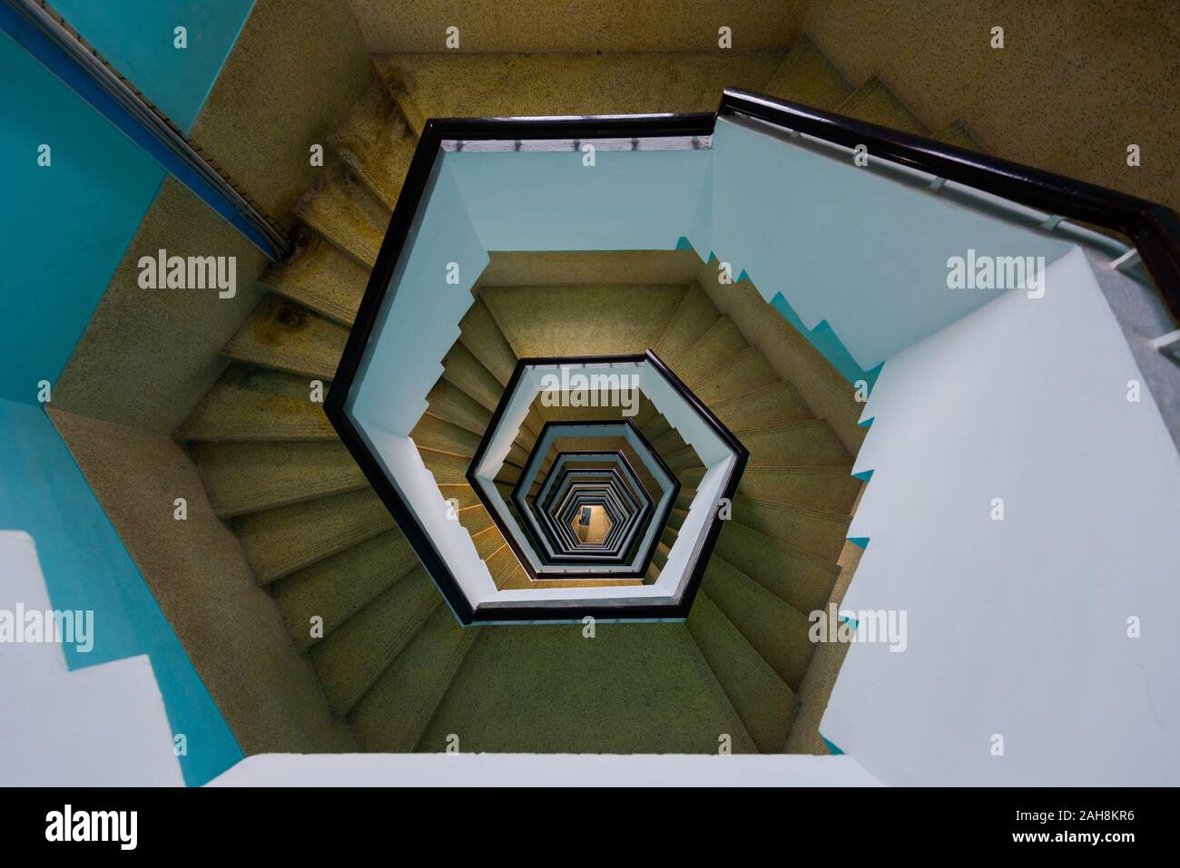 Spiral staircase of the new lighthouse in Puducherry, South India Stock Photo