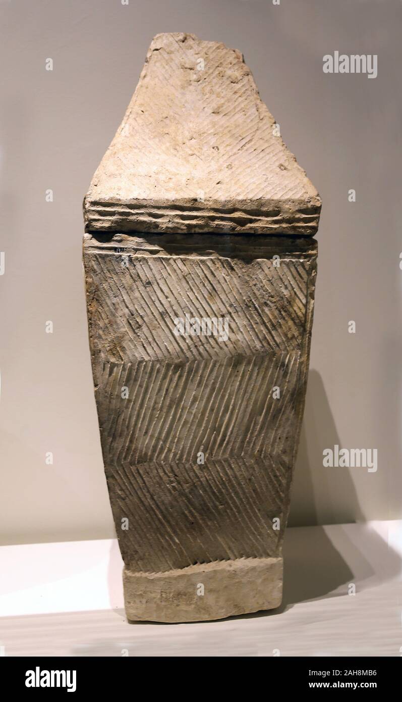 Funerary urn from Lebak, province of Sultan Kudarat. Mindanao Island. Philippines, 6th century. Limestone. Museum World Cultures. Barcelona. Stock Photo