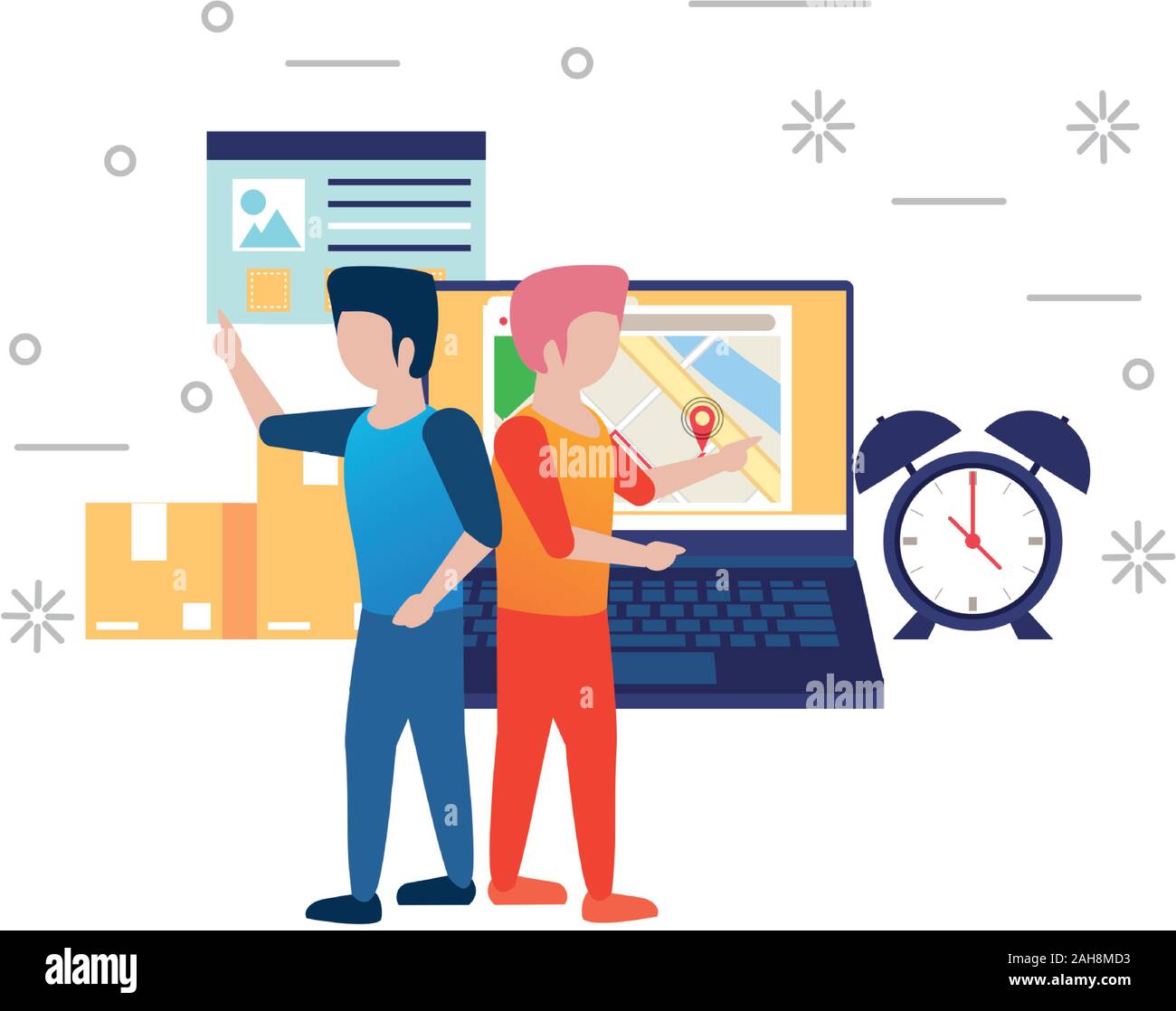 young men using laptop avatars characters Stock Vector Image & Art - Alamy