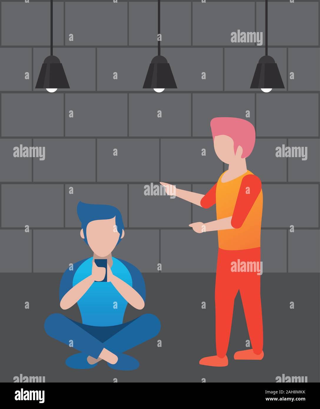 young men using smartphone avatars characters Stock Vector Image & Art ...