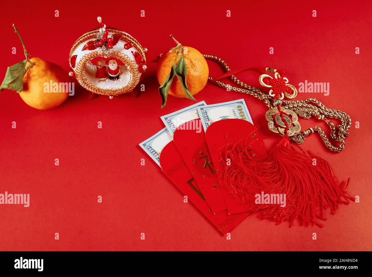 Top view accessories Chinese new year festival decorations of