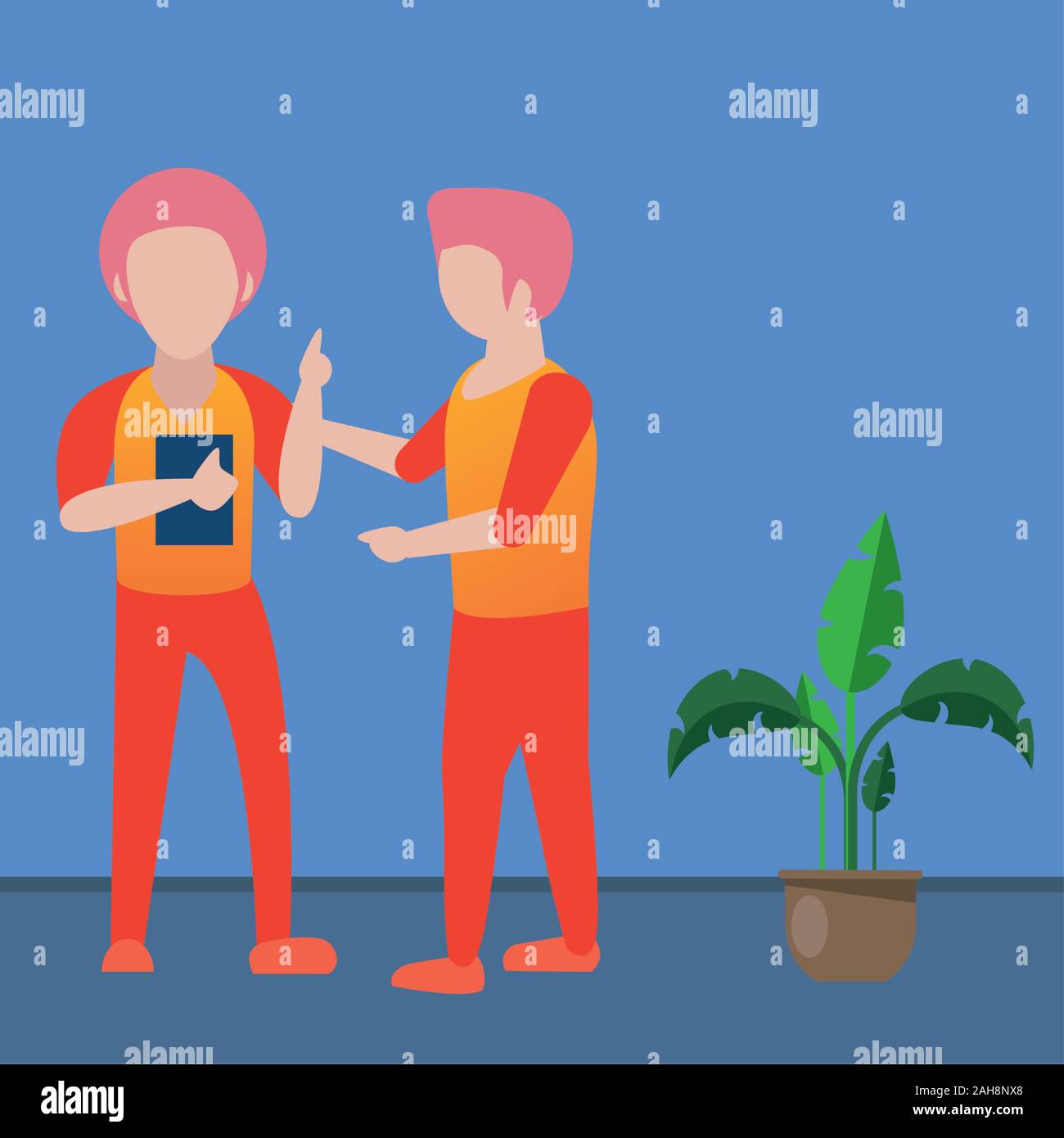 young men using smartphone avatars characters Stock Vector Image & Art ...