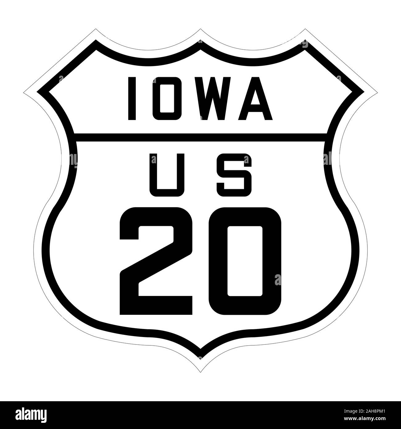 iowa-us-route-20-sign-stock-photo-alamy