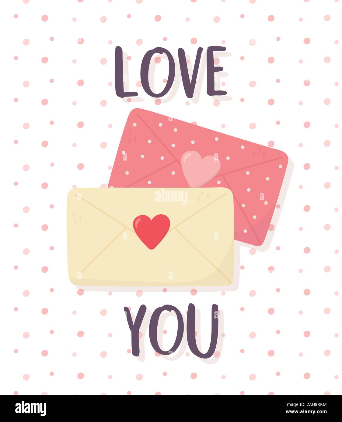 happy valentines day, romantic envelope mails message vector ...