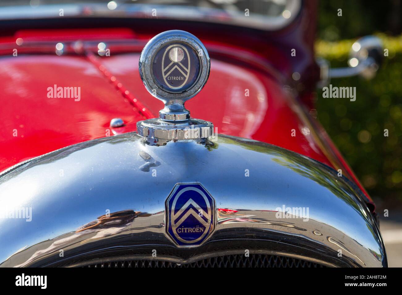 Citroen badge on a vintage car parked near the Vimy memorial. Stock Photo