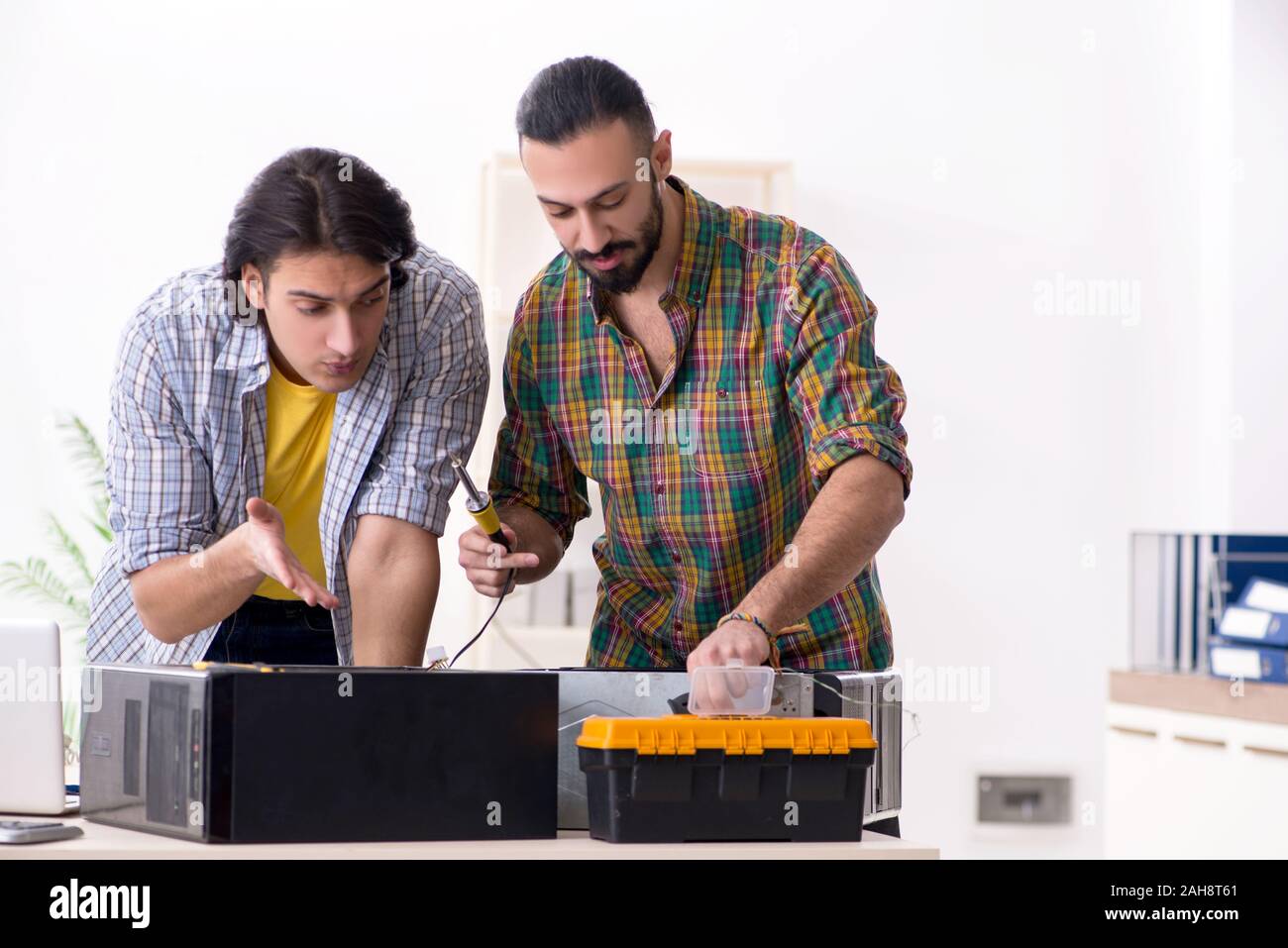 The it engineers working on hardware issue Stock Photo