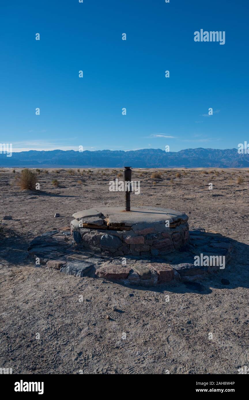 Old Stovepipe Wells waterhole in Death Valley, California Stock Photo ...