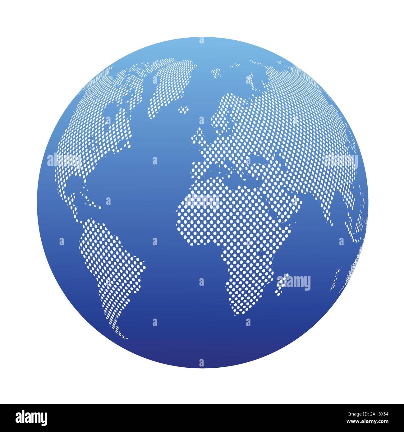 Dotted Pixeled Blue World Map Vector Design Stock Vector